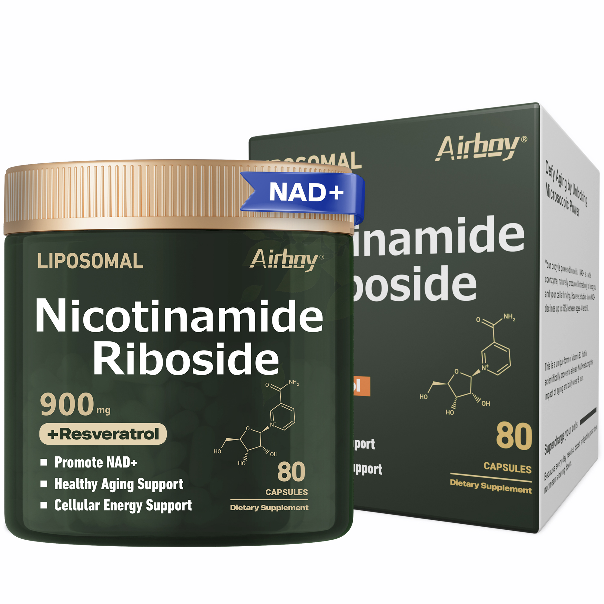Resveratrol Capsule Anti Aging - NAD+Supplement - Liposomal Nicotinamide Nucleoside 900mg