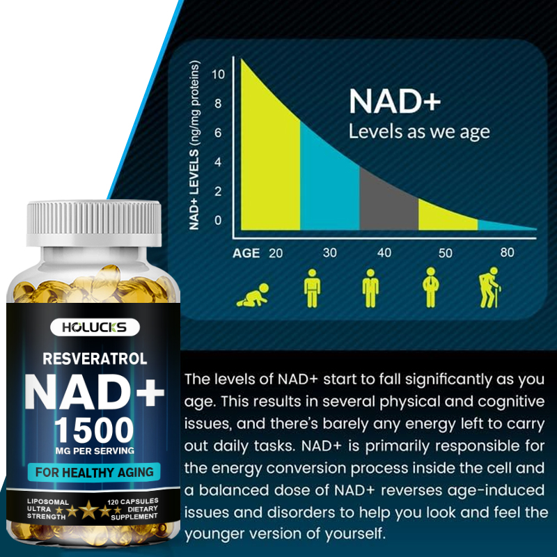 HOLUCKS NAD+ Capsules, with NA - đánh giá và giá Resveratrol Capsule Anti Aging